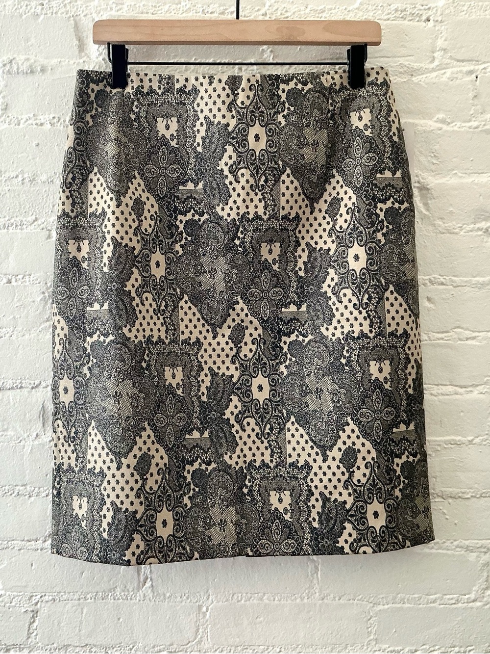 Vintage Maggy London Pencil Skirt Sparkly Black Lace Print Sexy Glam NWT Size 12